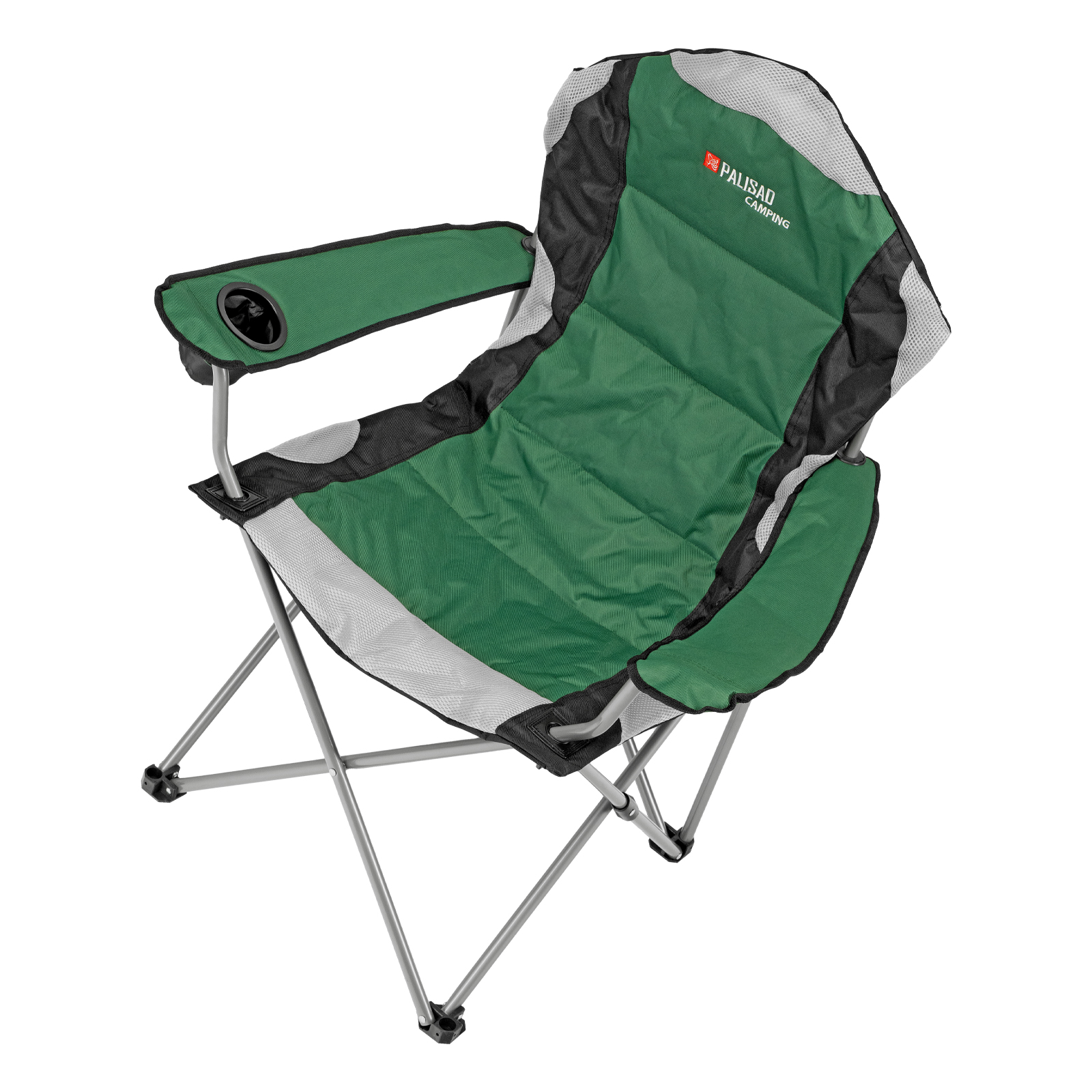 Кресло складное с подлокотниками и подстаканником, 60 х 60 х 110/92 см, Camping Palisad