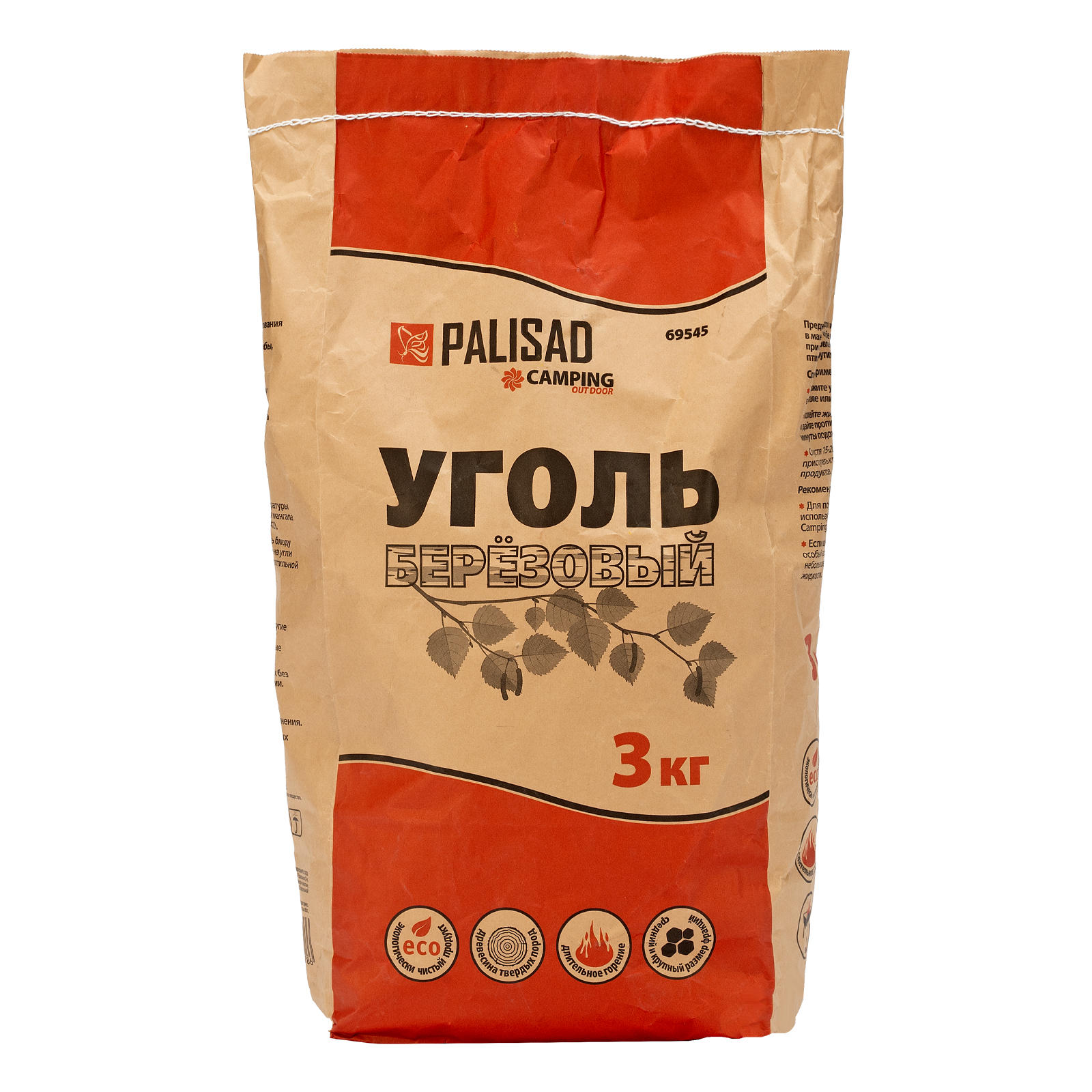 Уголь березовый, 3 кг Camping Palisad
